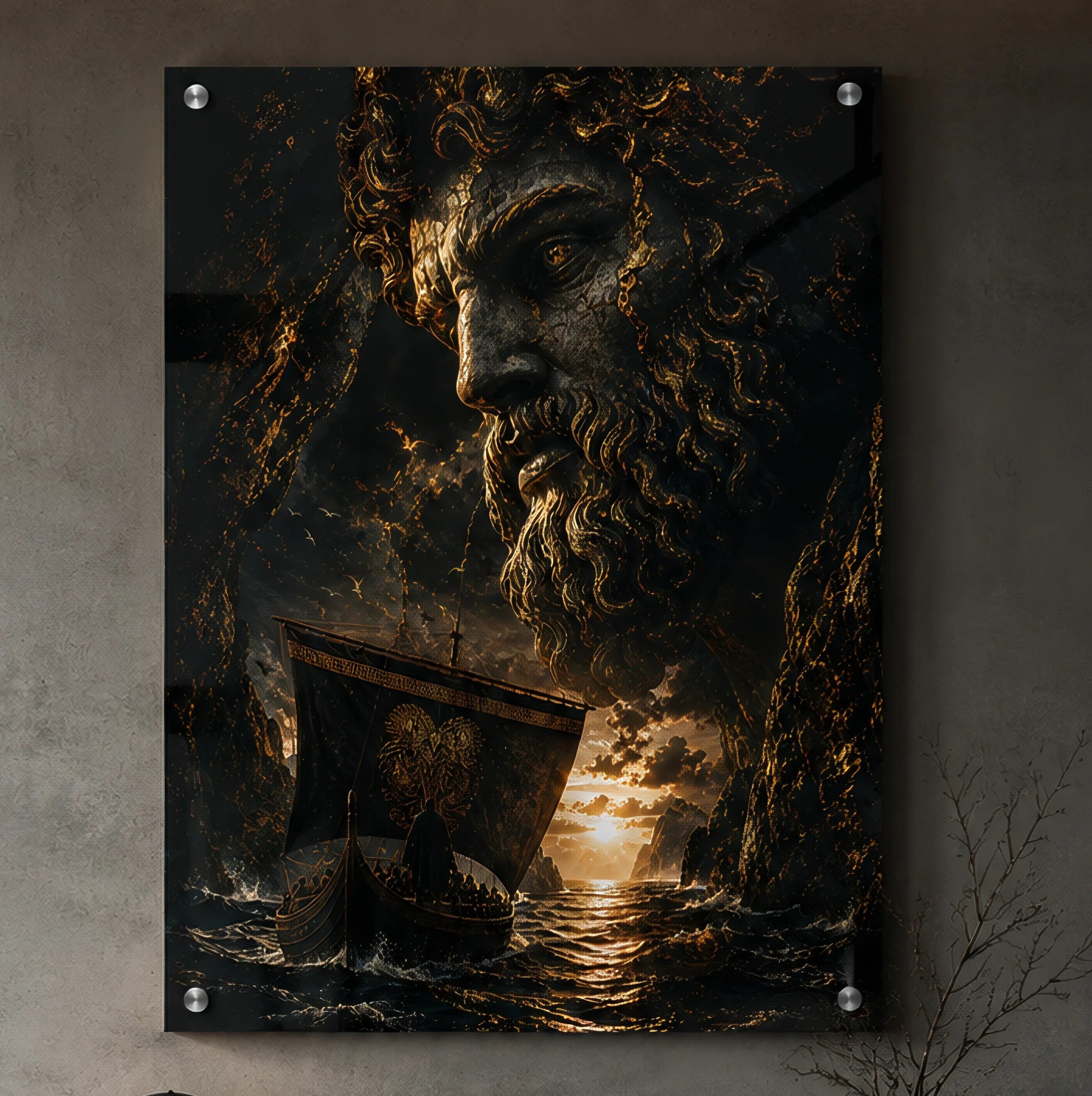 Aeterna mythological aluminium artwork featuring ancient maritime symbolism