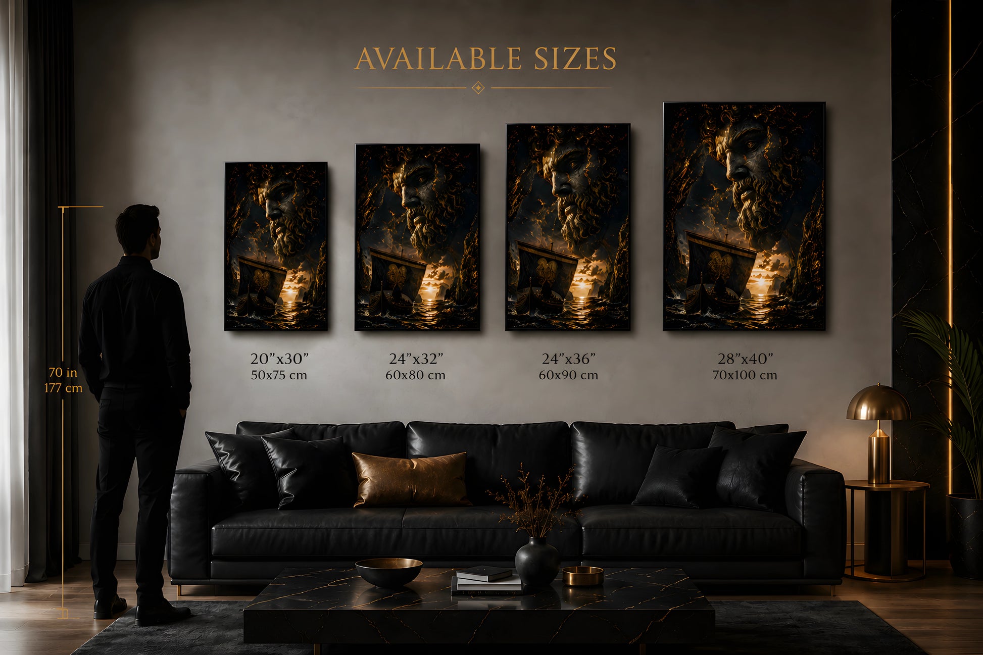 Aeterna collector artwork size comparison guide for luxury interior wall presentation